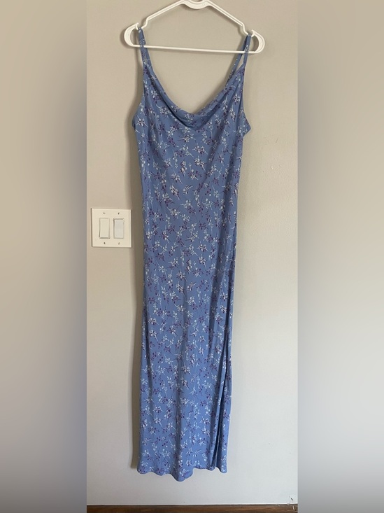 Gap Dresses & Skirts - Vintage 2002 Gap Periwinkle Floral Bias Cut Slip Maxi Dress Cowl Neck Sz 10 Y2K